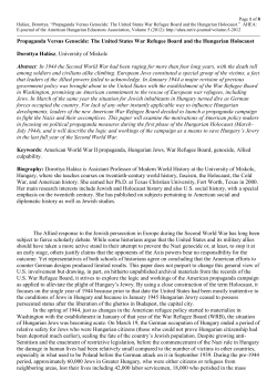 Propaganda Versus Genocide: The United States War Refugee