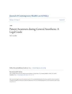 Patient Awareness during General Anesthesia: A Legal Guide