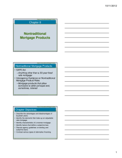 Nontraditional Mortgage Products