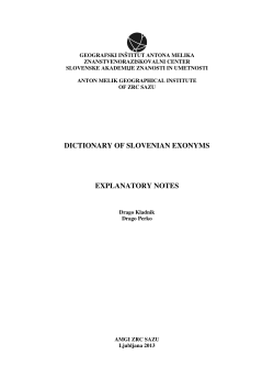 dictionary of slovenian exonyms explanatory notes