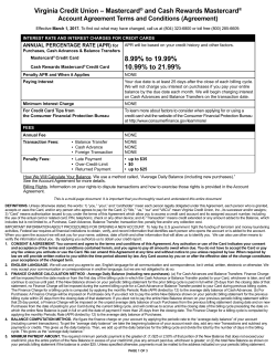 Non-Variable Credit Card Agreement