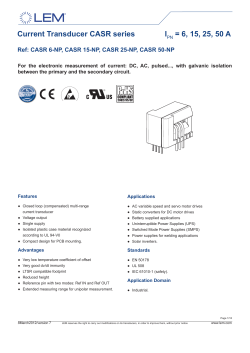 Current Transducer CASR series IPN = 6, 15, 25, 50 A