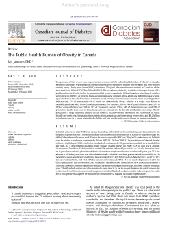 The Public Health Burden of Obesity in Canada
