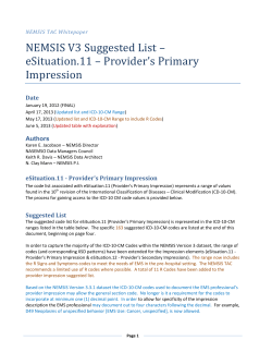 NEMSIS V3 Suggested List &ndash; eSituation.11 &ndash; Provider`s Primary