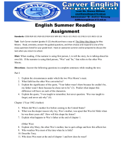 Reading Assignment Summer 2016 - Baltimore City Public Schools