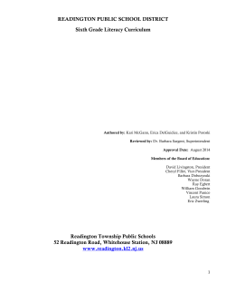 READINGTON PUBLIC SCHOOL DISTRICT Sixth Grade Literacy