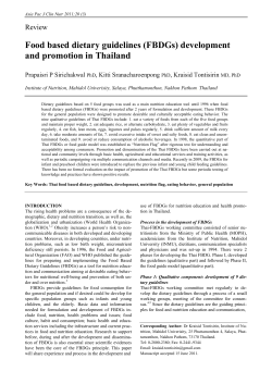 Food based dietary guidelines (FBDGs) development and promotion