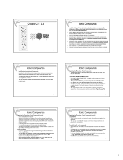 Chapter 2.1 -2.2 Ionic Compounds Ionic Compounds Ionic