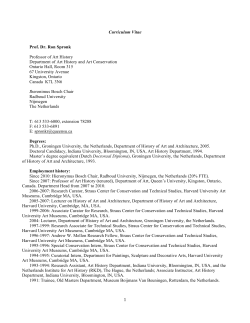 1 Curriculum Vitae Prof. Dr. Ron Spronk Professor of Art History
