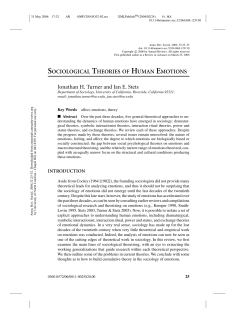 Sociological Theories of Human Emotions - UNC