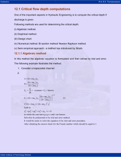 12.1 Critical flow depth computations