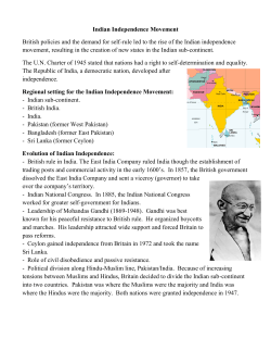 Indian Independence Movement British policies and the