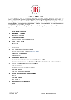 Diploma Supplement - Universität Hildesheim