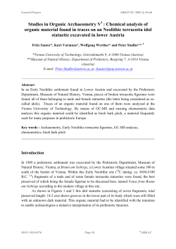Studies in Organic Archaeometry V1 : Chemical analysis of organic