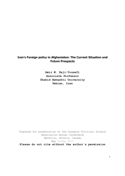 Iran`s Foreign policy in Afghanistan: The Current Situation and