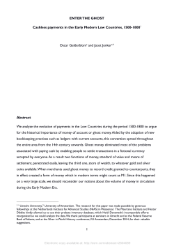 1 ENTER THE GHOST Cashless payments in the Early Modern Low