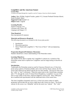 Longfellow and the American Sonnet