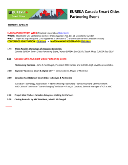 EUREKA Canada Smart Cities Partnering Event