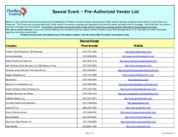 Special Event - Pre-Authorized Vendor List