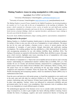 Making numbers: issues in using manipulatives with young children