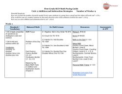 First Grade RCD Math Pacing Guide Unit: 2 Addition and