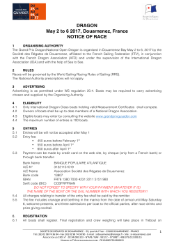 DRAGON May 2 to 6 2017, Douarnenez, France NOTICE OF RACE
