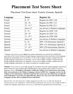 Placement Test Score Sheet