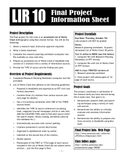 LIR 10 Final Project Information Sheet