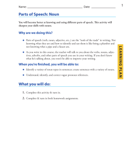 Parts of Speech: Noun What you will do: