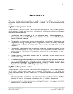 TRANSPORTATION - Lakeland Catholic School District