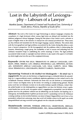 Lost in the Labyrinth of Lexicogra- phy - Labours of a Lawyer