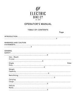 OPERATOR`S MANUAL - Electric Bike Company