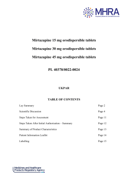 Mirtazapine 15 mg orodispersible tablets Mirtazapine 30 mg