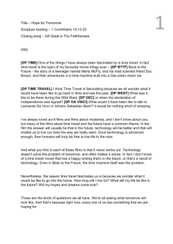 Title &ndash; Hope for Tomorrow Scripture reading &ndash; 1 Corinthians 15:12