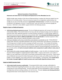 National Association of Social Workers Statement and Action Alert