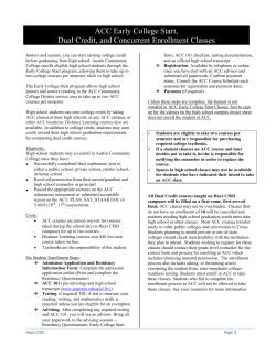 ACC Early College Start, Dual Credit, and Concurrent Enrollment
