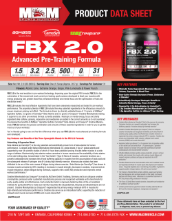 Product Data Sheet - Max Muscle Sports Nutrition