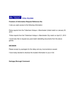 Post-match debriefing documents about the Tottenham Hotspur v