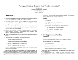 Two types of binding: Evidence from Tswefap pronominals∗