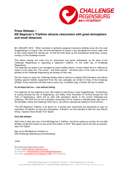 Press Relaease Beginner`s triathlon