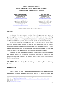 HIGHER EDUCATION QUALITY: WHAT IS THE PERCEPTION OF