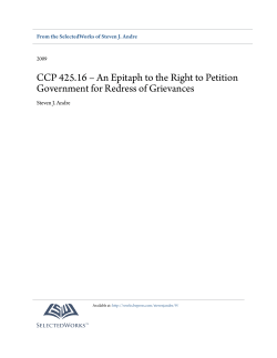 CCP 425.16 &ndash; An Epitaph to the Right to Petition Government for