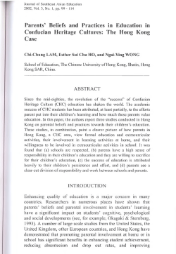 Parents` Beliefs and Practices in Education in Confucian Heritage