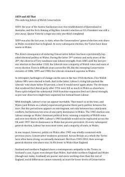 1859 and All That The enduring failure of Welsh Conservatism 1859