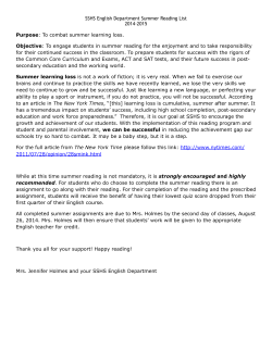 SSHS English Department Summer Reading List 2014