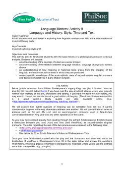 Activity 9 Language and History: Style, Time and Text