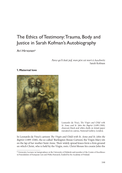 The Ethics of Testimony: Trauma, Body and Justice in Sarah