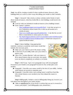 7th Grade Social Studies Medieval Manor Project Task: You will be