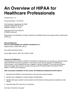 An Overview of HIPAA for Healthcare Professionals