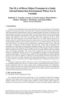 The SLA of Direct Object Pronouns in a Study Abroad Immersion